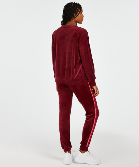 Joggingbyxor Velour Stripe, röd