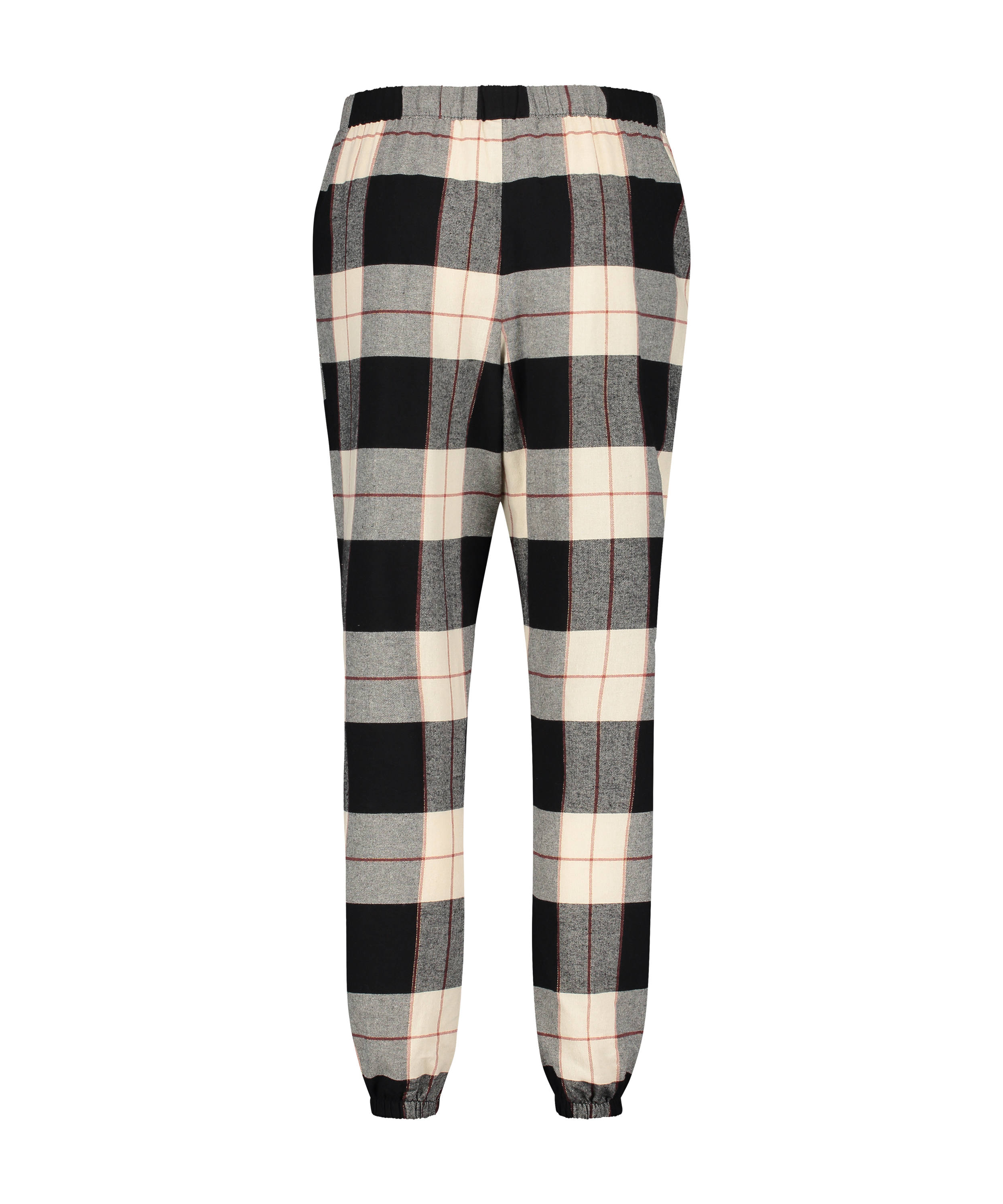 Twill Check pyjamasbyxor, Svart, main