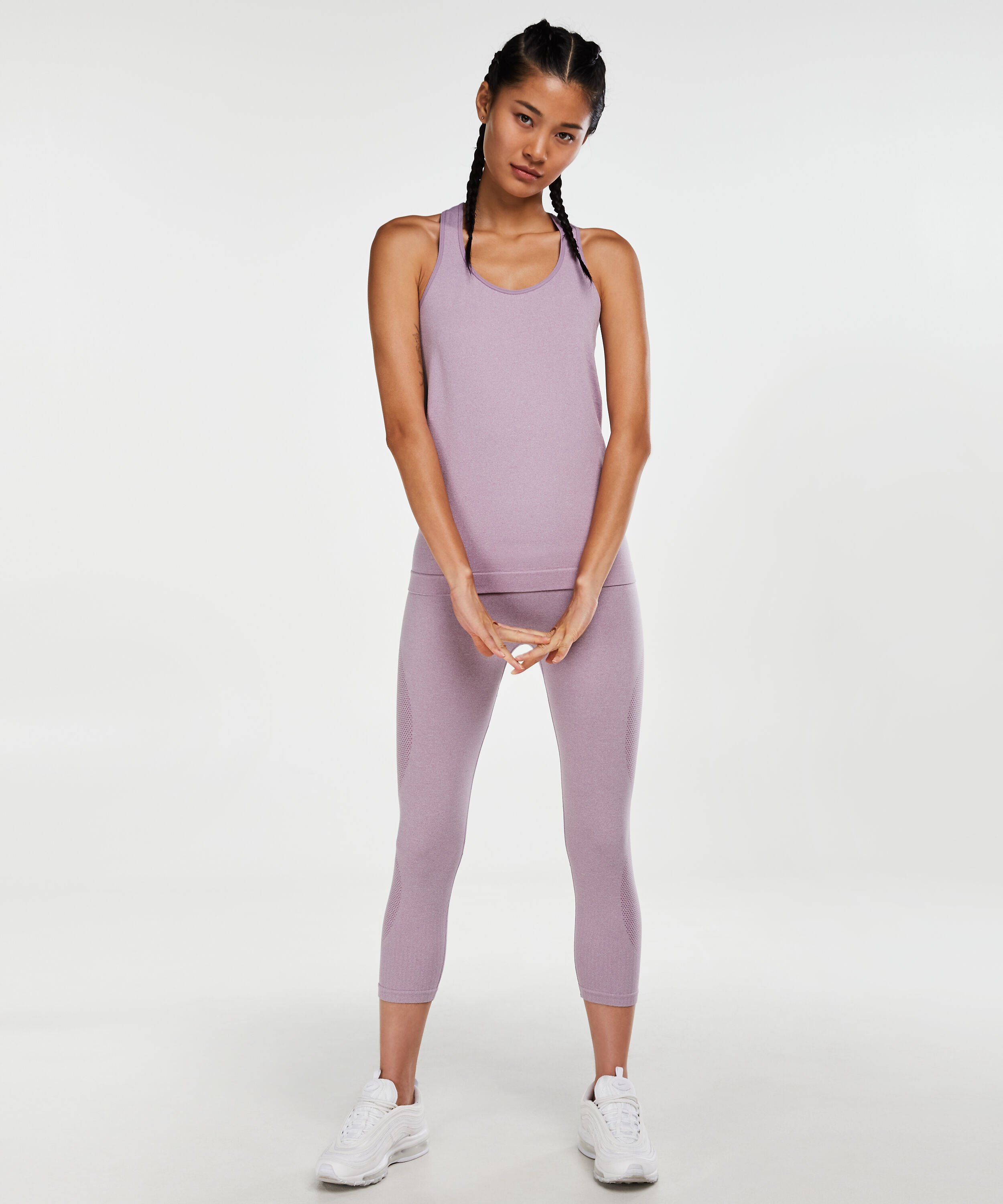 HKMX Capri med hög midja capri rundstickad, Lila