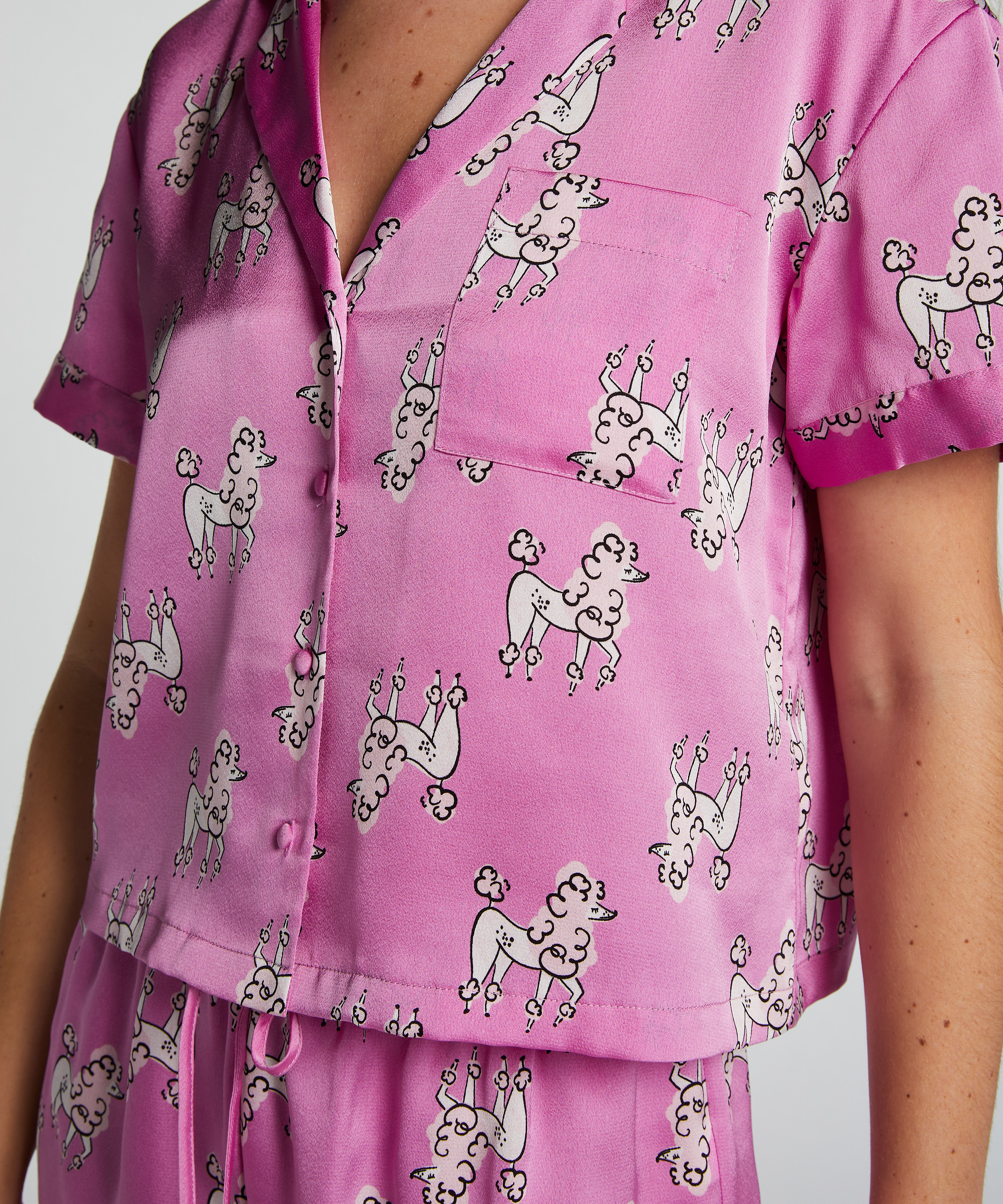 Kort&auml;rmad jacka i Satin, Lila, main