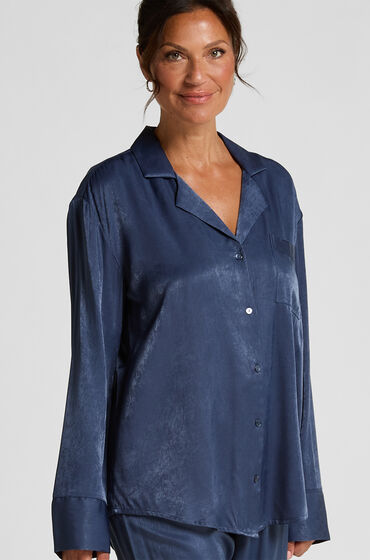 Hunkemöller Långärmad jacka i satin Ayla Blå