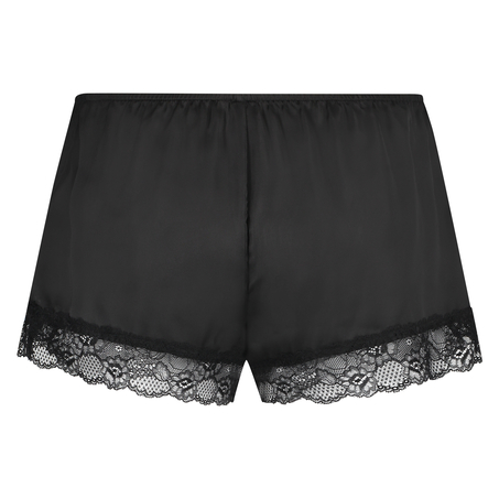 Satin pyjamasshorts, Svart