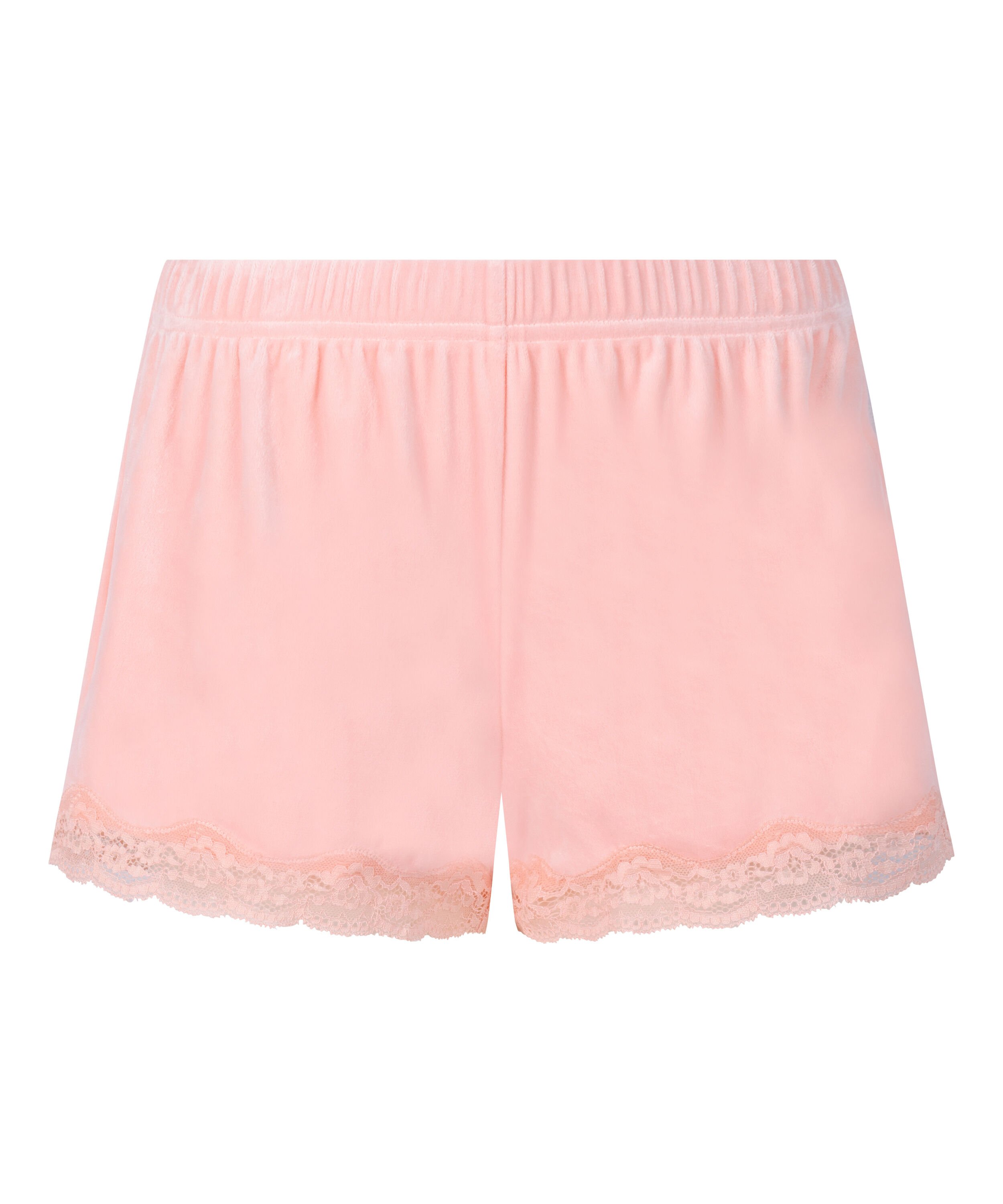 Velour- och spetsshort, Rosa