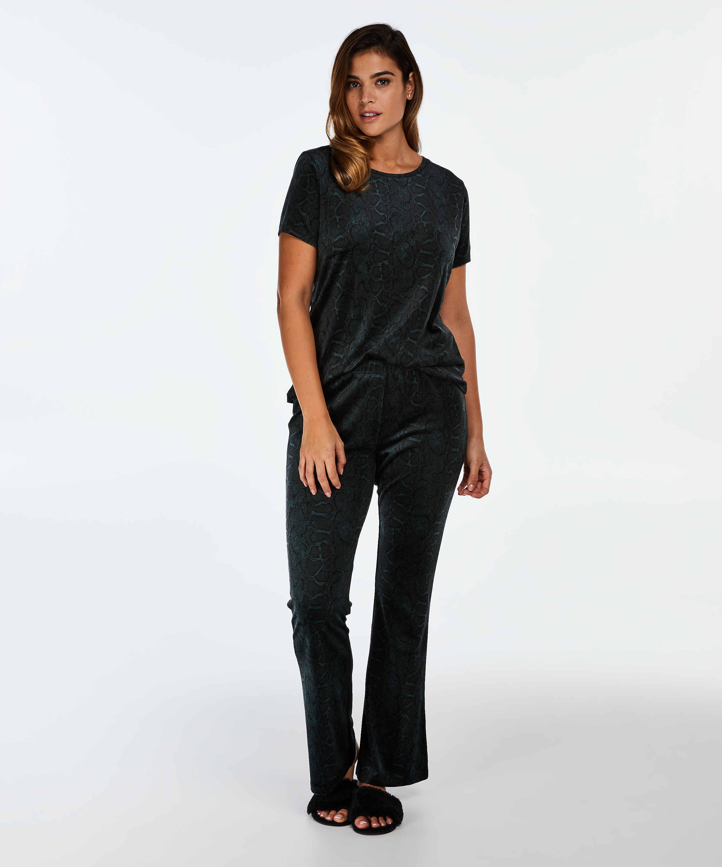 Leggings Flared Velour, gr&ouml;n, main