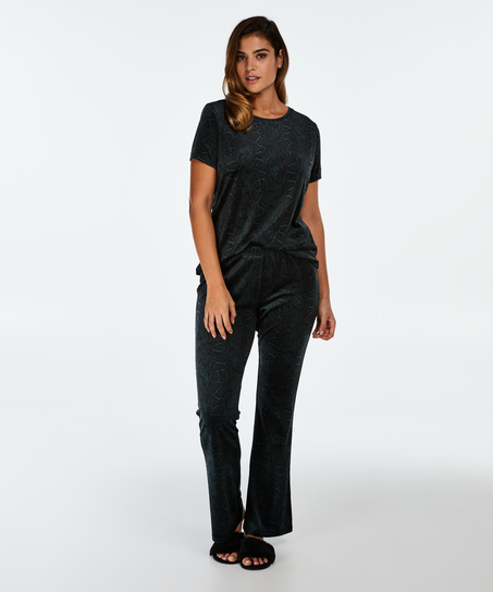 Leggings Flared Velour, gr&ouml;n