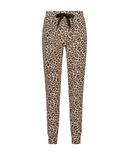 Borstade jersey-byxor, Beige