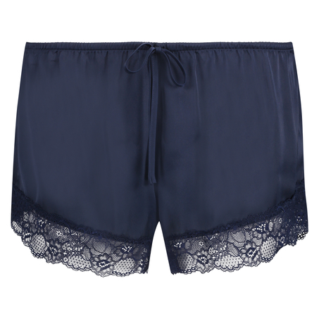Satin pyjamasshorts, Blå