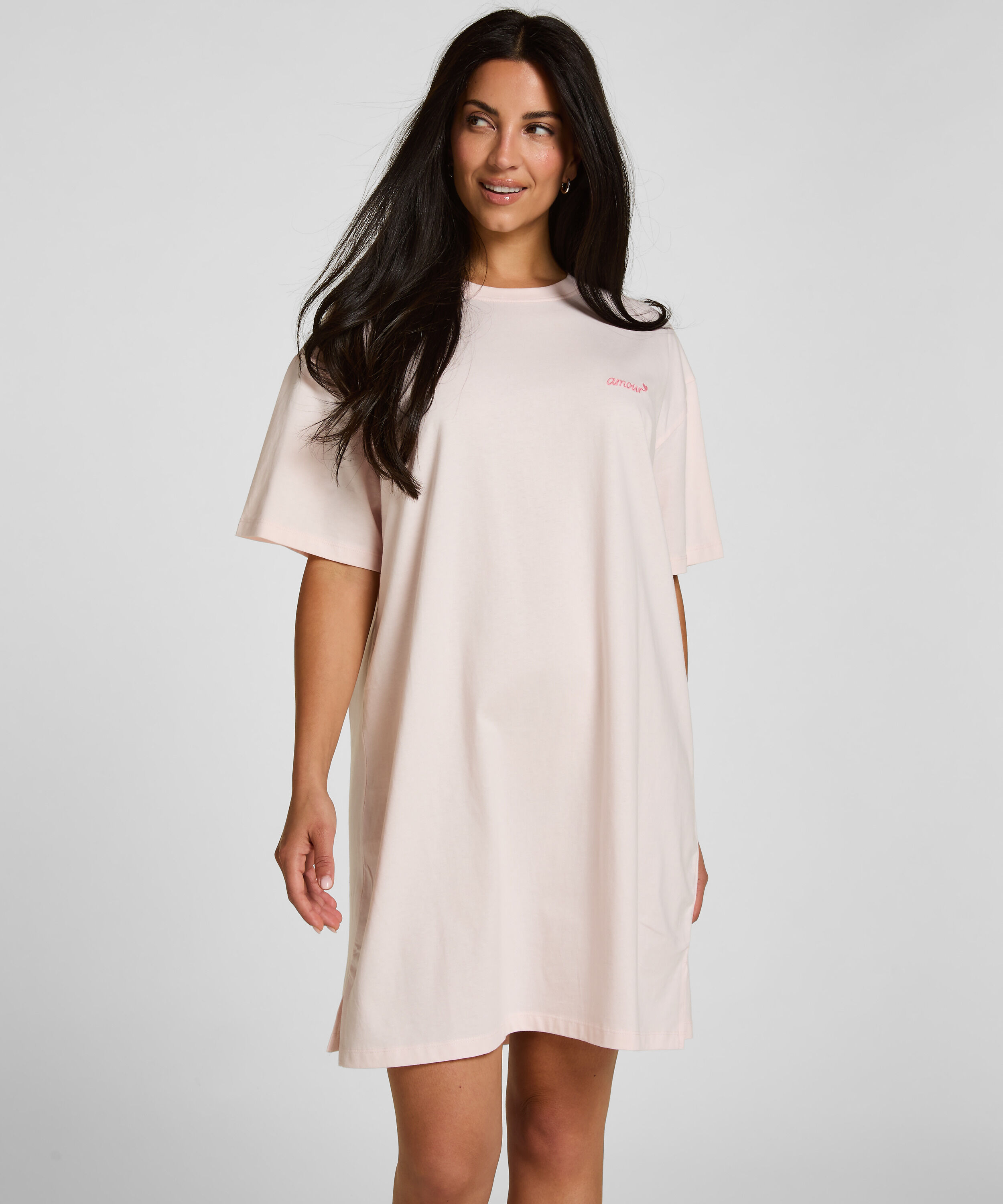 Nattskjorta med rund hals, Rosa