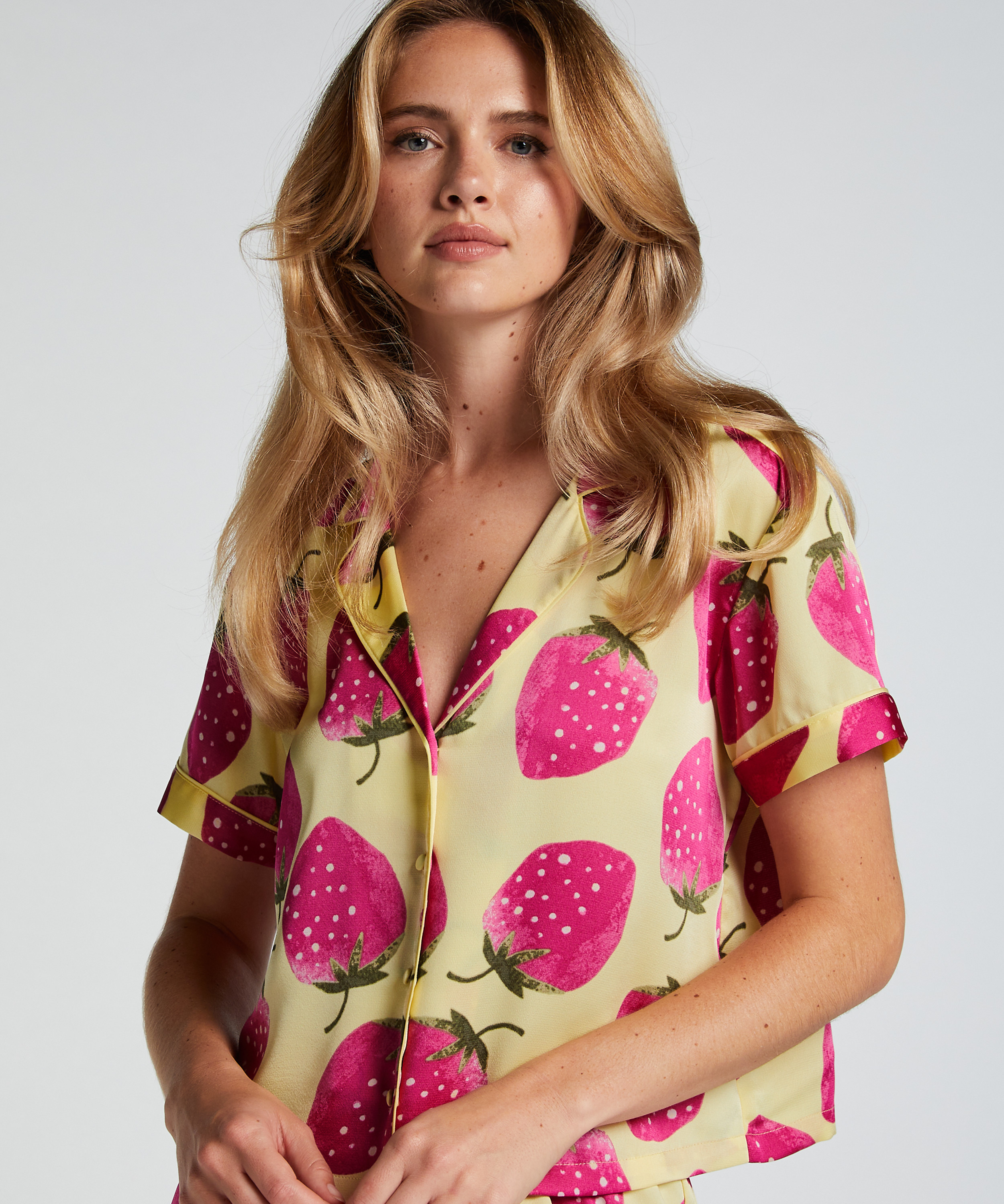 Kortärmad jacka i Satin, Gul, main