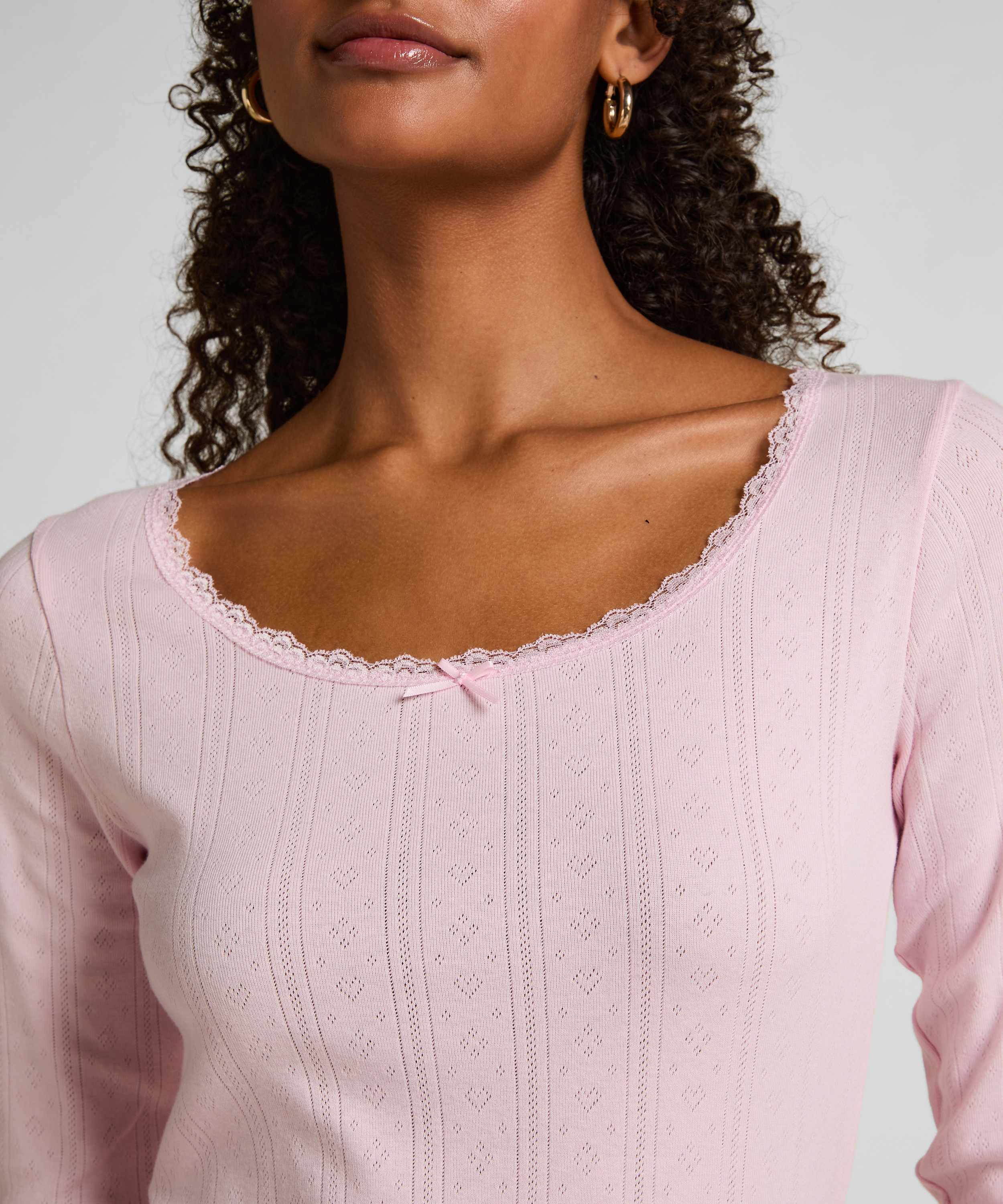 Pyjamastopp Pointelle, Rosa, main