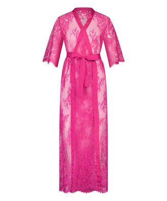 Lång kimono Allover Lace, Rosa