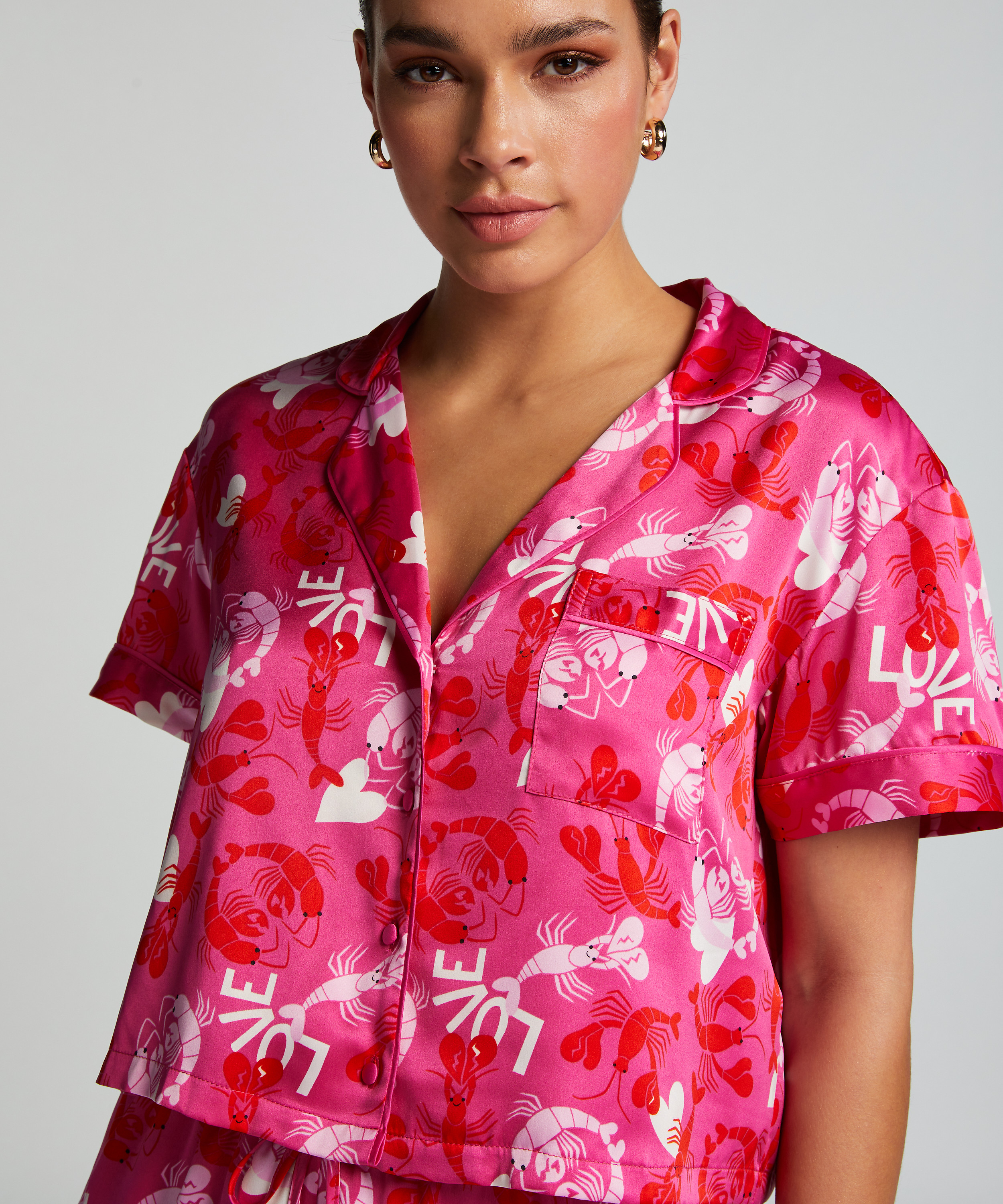 Kort&auml;rmad jacka i Satin, Rosa, main