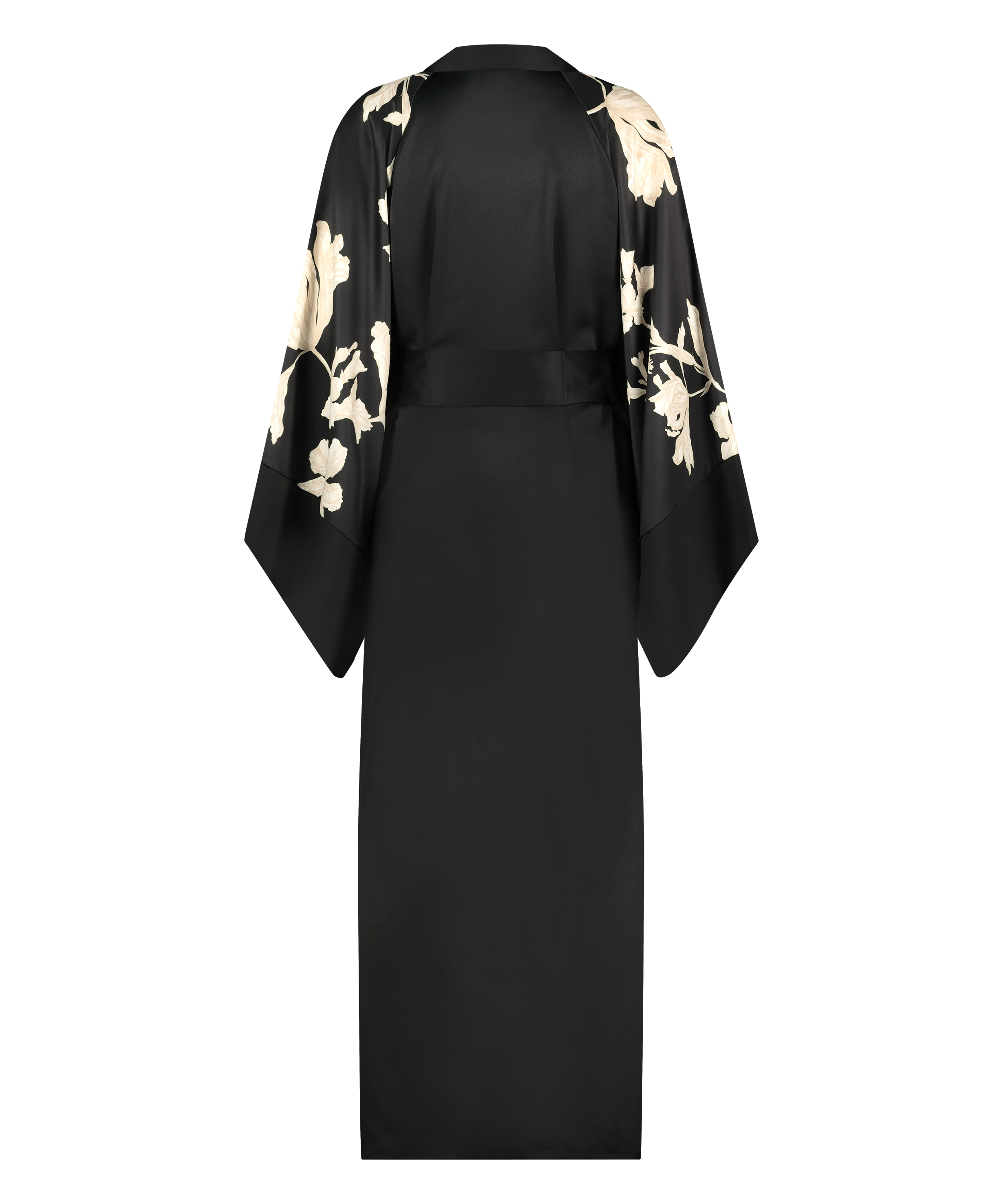 Bloom satin-kimono, Svart, main
