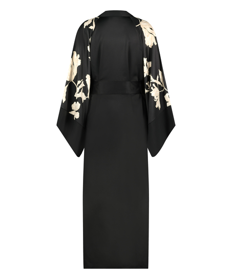 Bloom satin-kimono, Svart