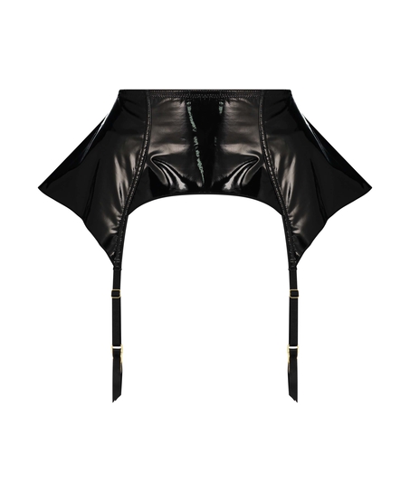 Private Strumpeband med en wet look, Svart