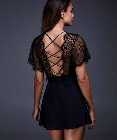 Coco satinkimono, Svart