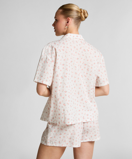 Vävda pyjamasshorts, Vit