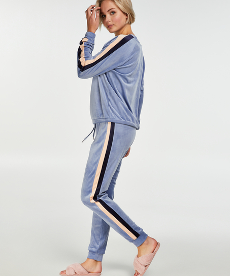 Joggingbyxor Velour Stripe, bl&aring;