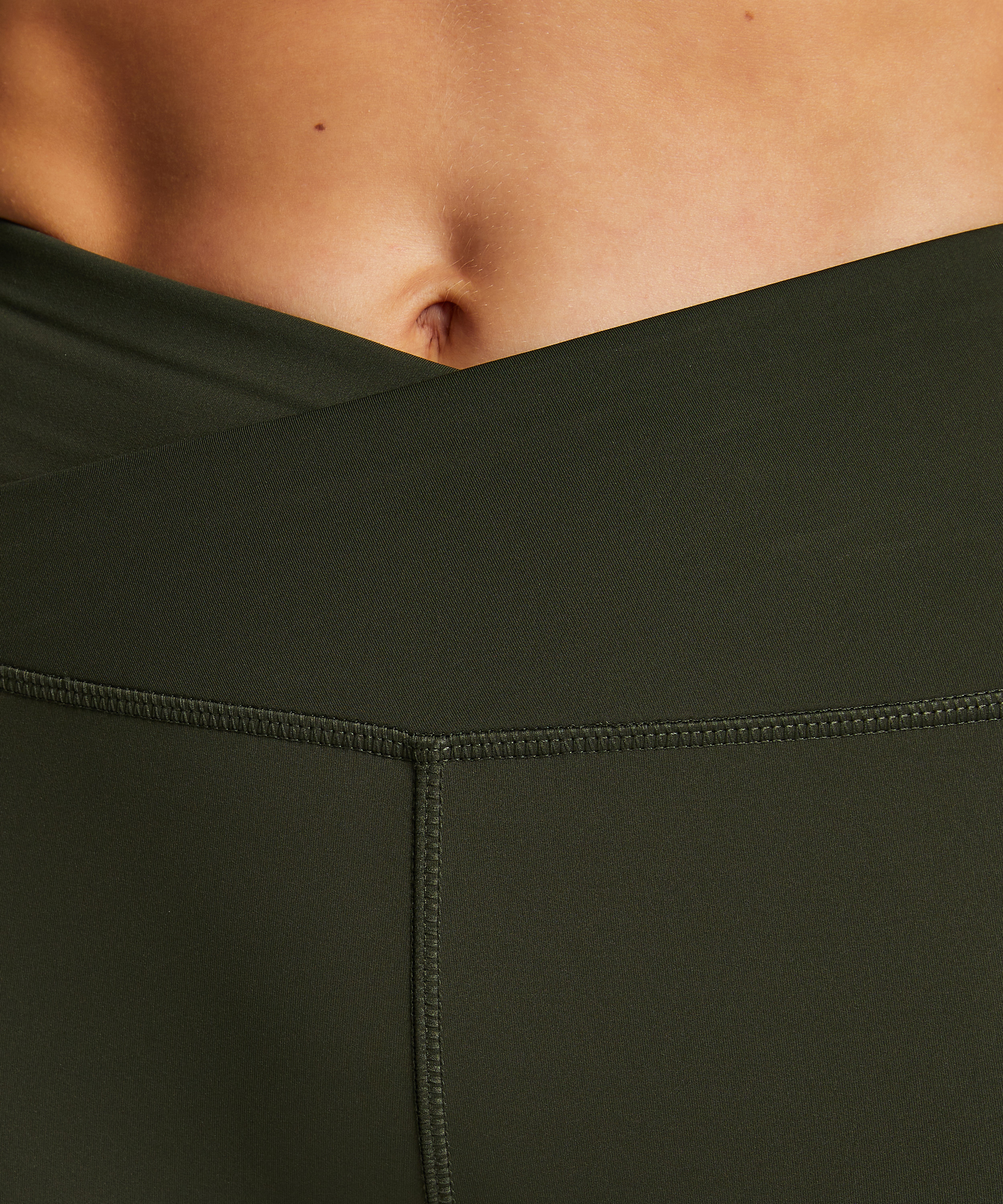 HKMX Leggings med hög midja och korsad midja, grön, main