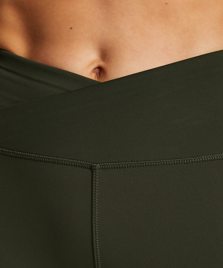 HKMX Leggings med hög midja och korsad midja, grön
