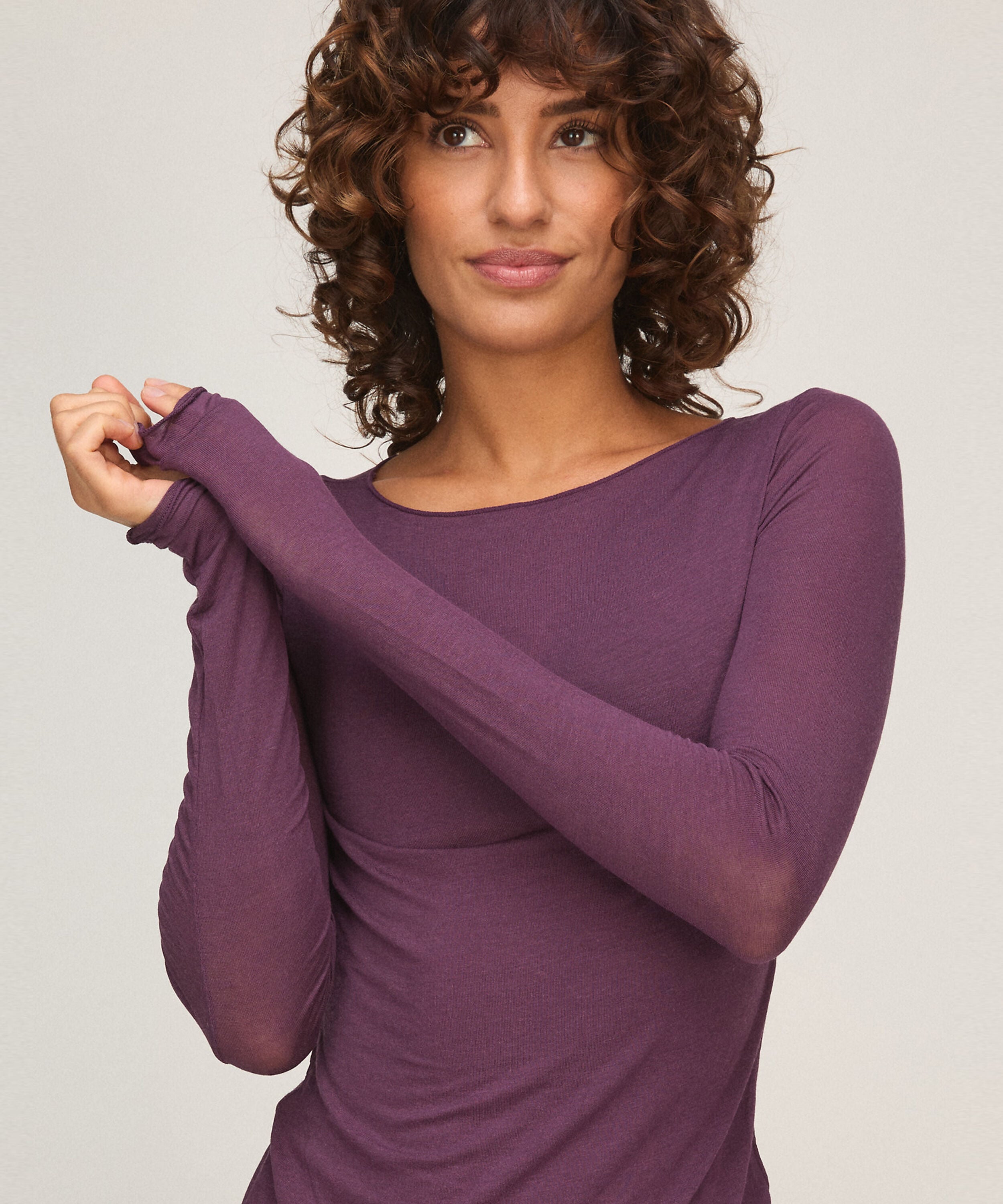 super soft cashmereblandad-topp med båthals, Lila super soft cashmereblandad-topp med båthals, Lila
