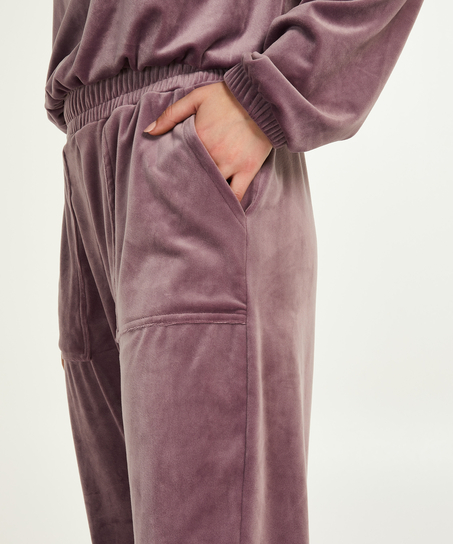 Tall joggingbyxor i velour, Lila