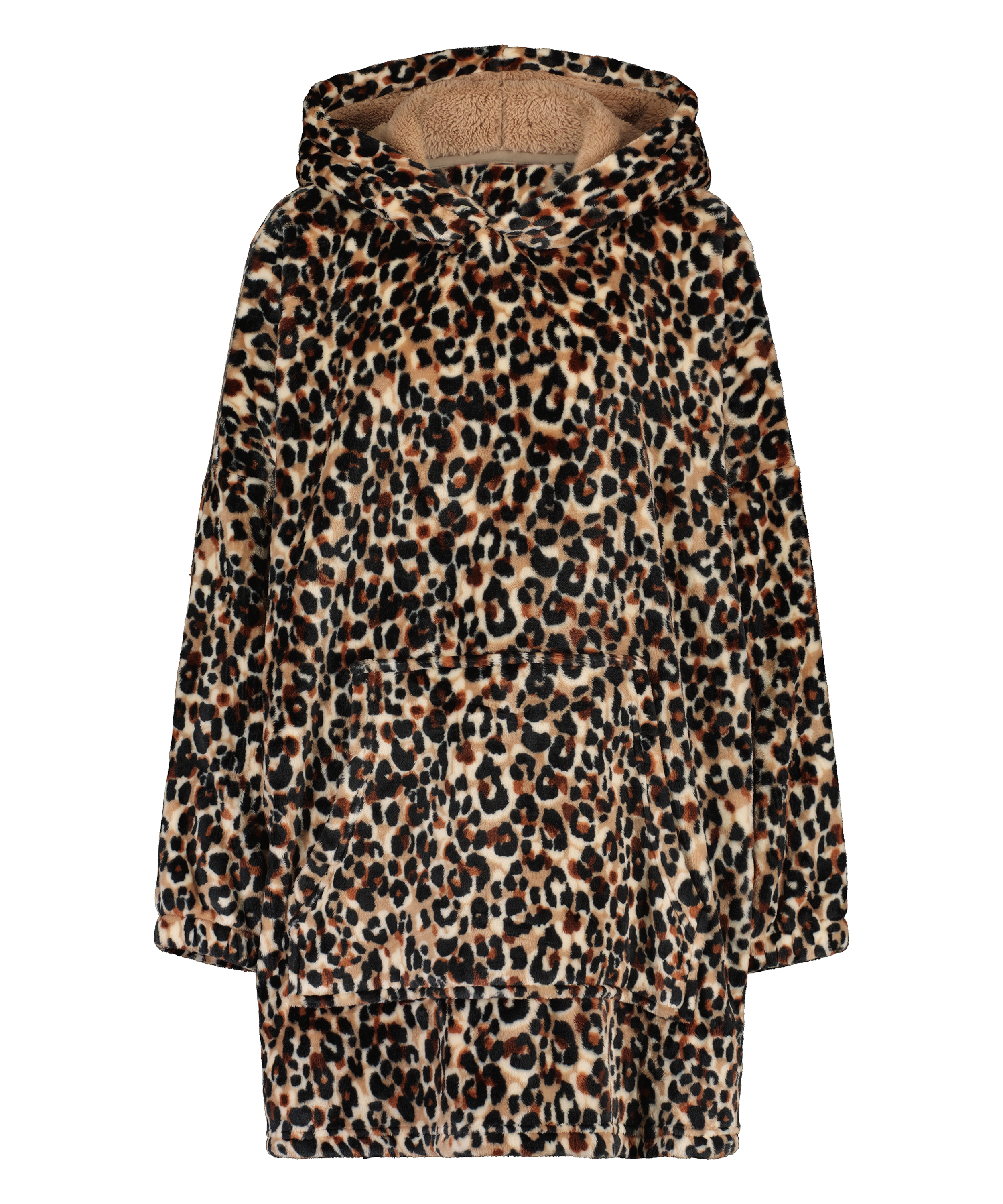 Huvjacka i flannel och fleece, Brun, main