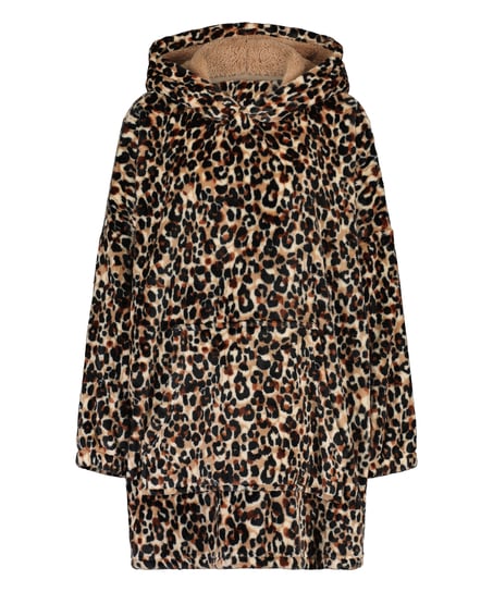 Huvjacka i flannel och fleece, Brun