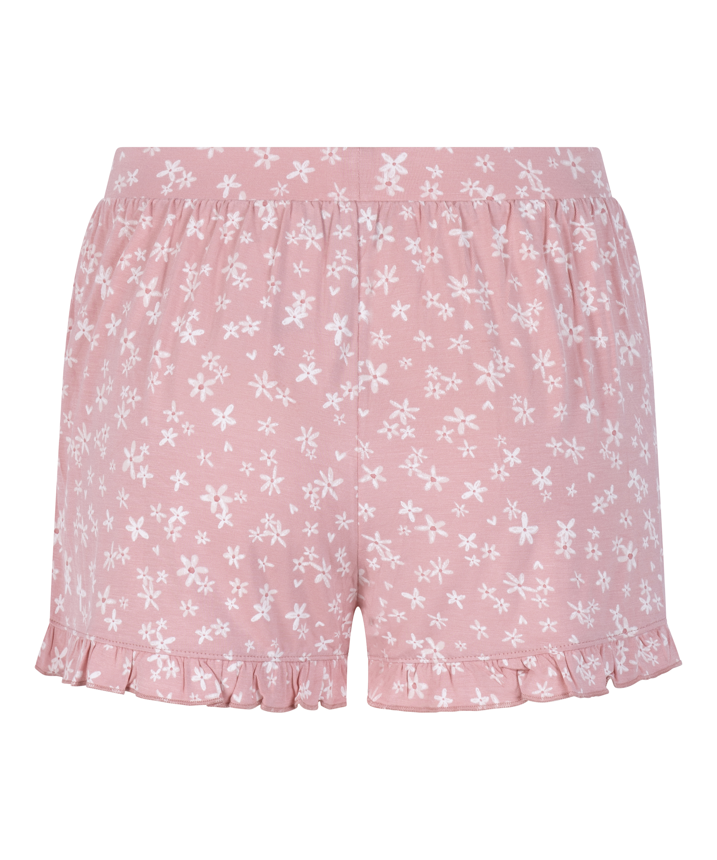 Jersy-shorts med volanger, Rosa, main