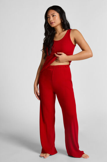 Hunkemöller Borstade jersey-byxor röd