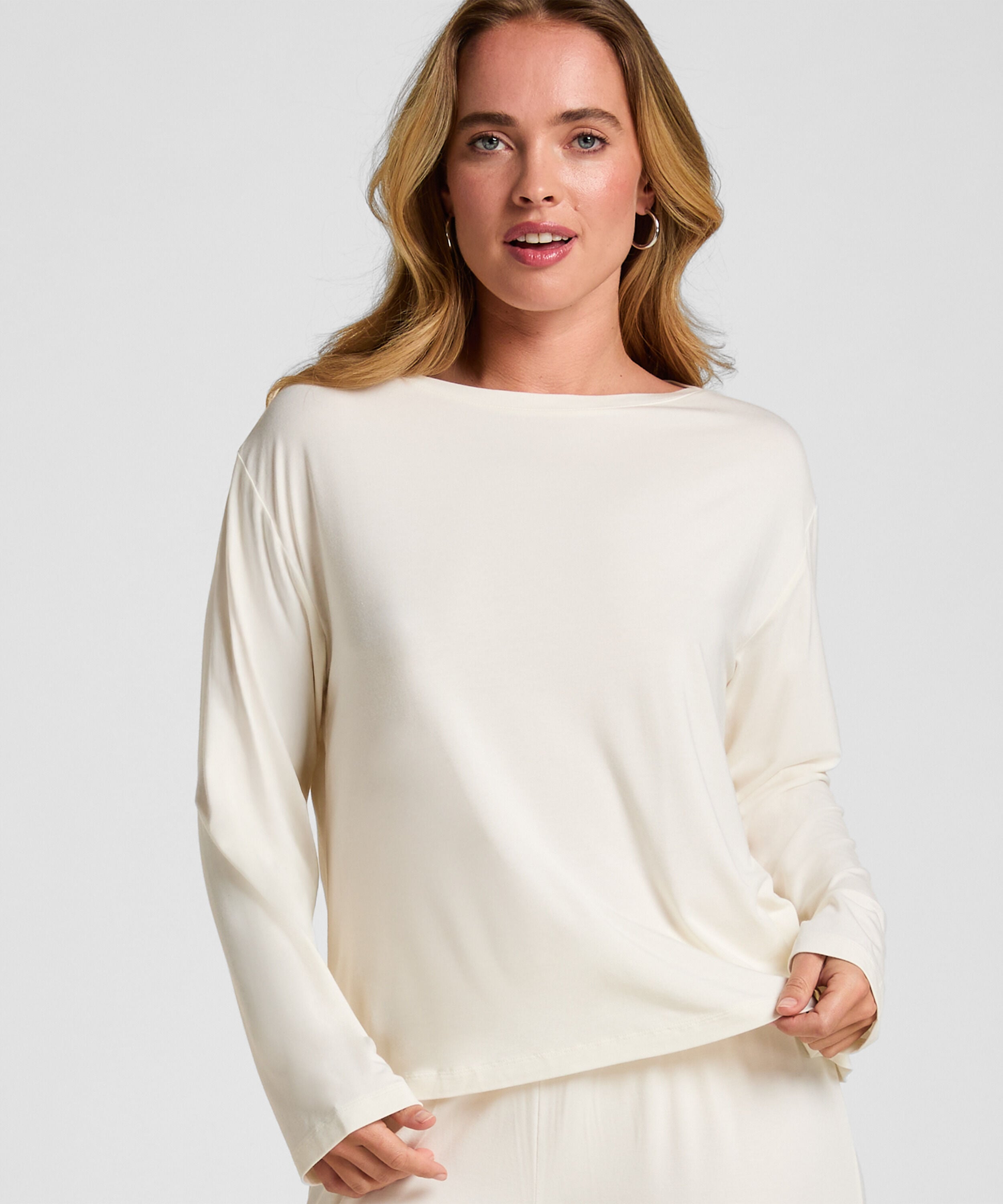 Pyjamaströja Långärmad Jersey, Vit