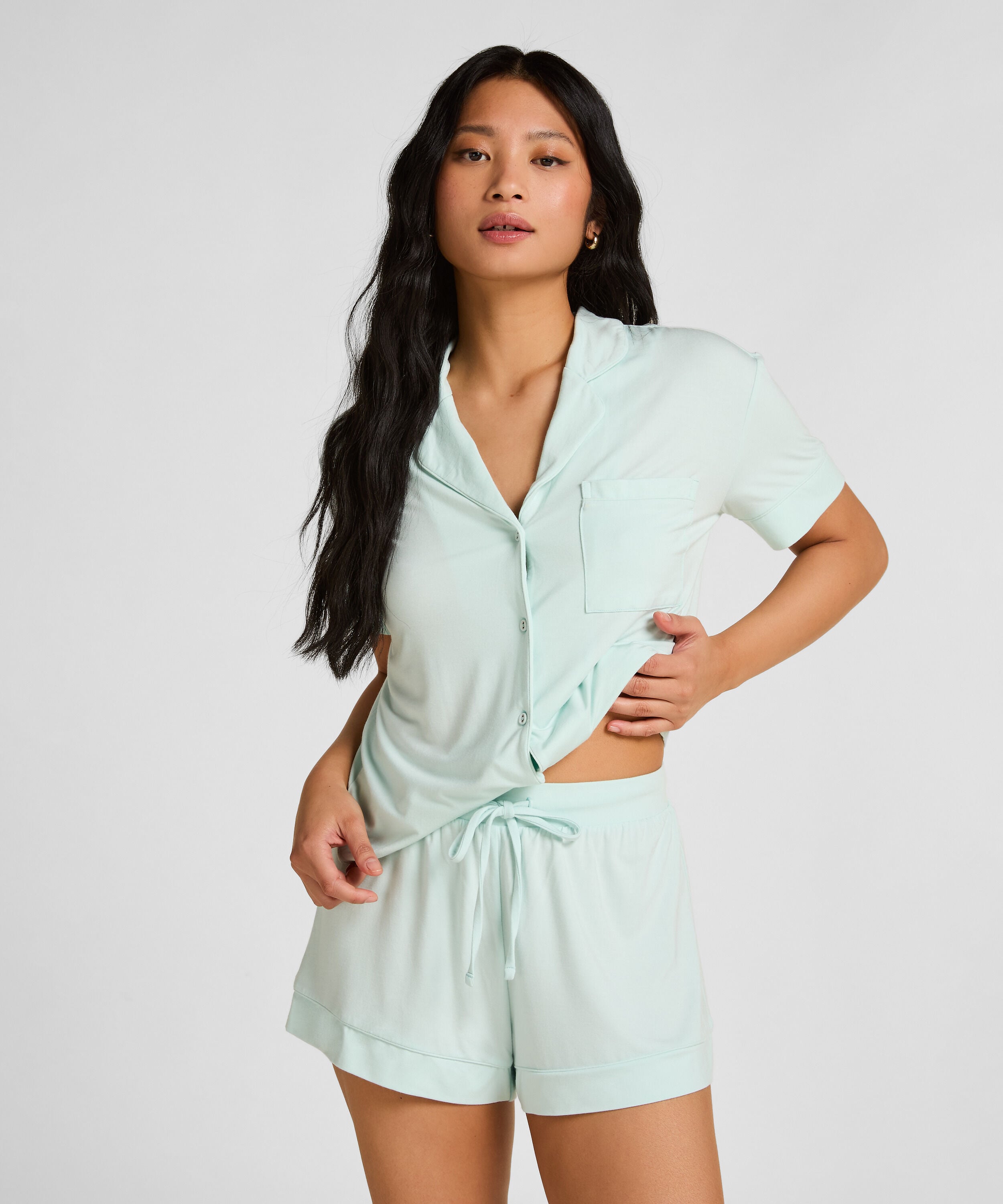 Shorts i jersey Essential, Grön