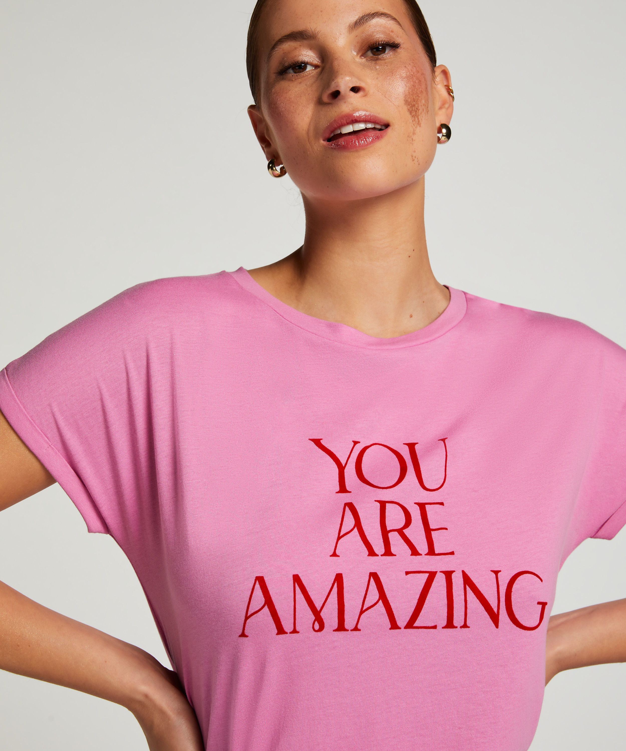 Nattskjorta med rund hals, Rosa, main