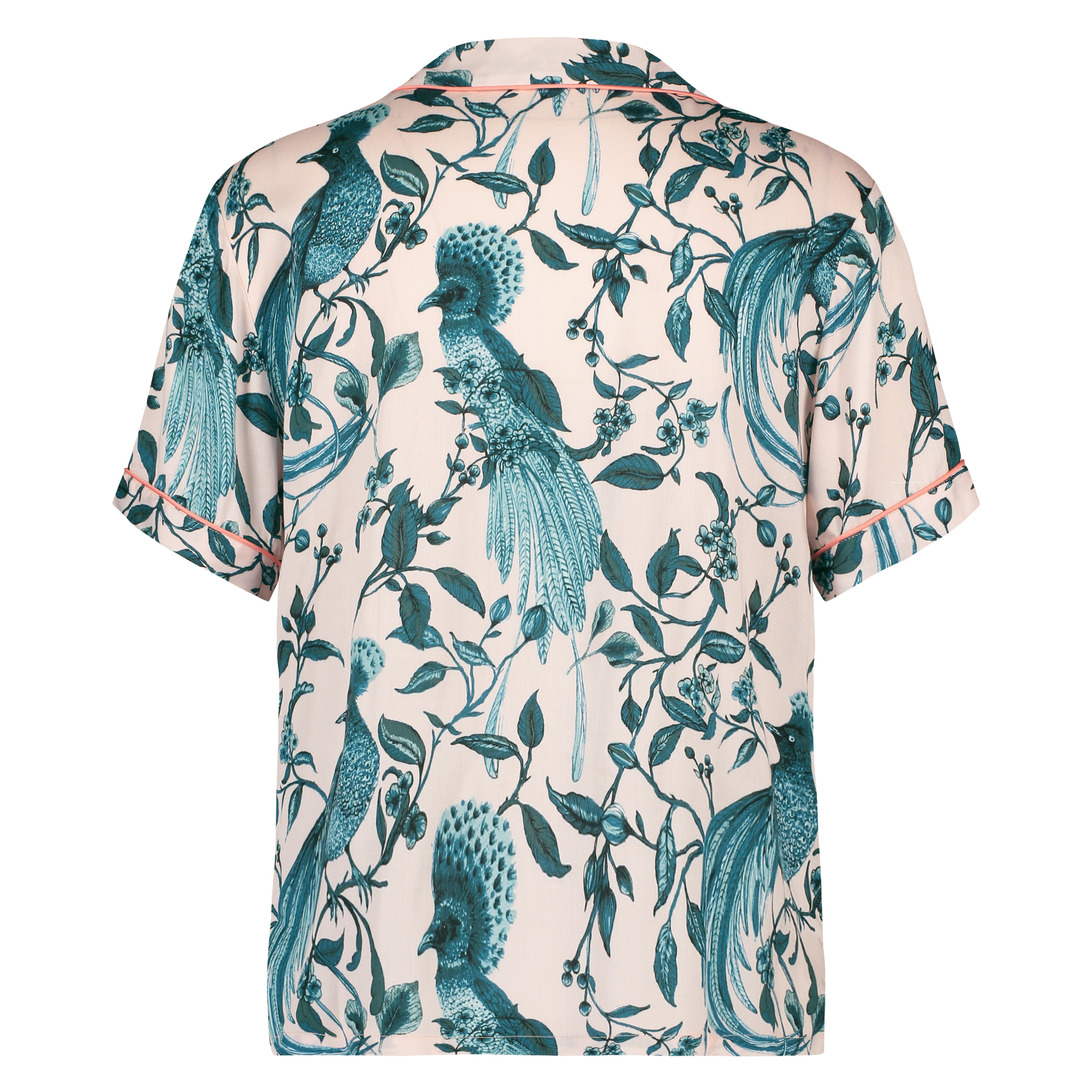 Pyjamasjacka i vävt tyg kortärmad, Rosa, main