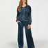 Pyjamasbyxor i velour, bl&aring;