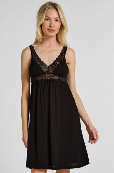 Jersey Slip Dress med Spets