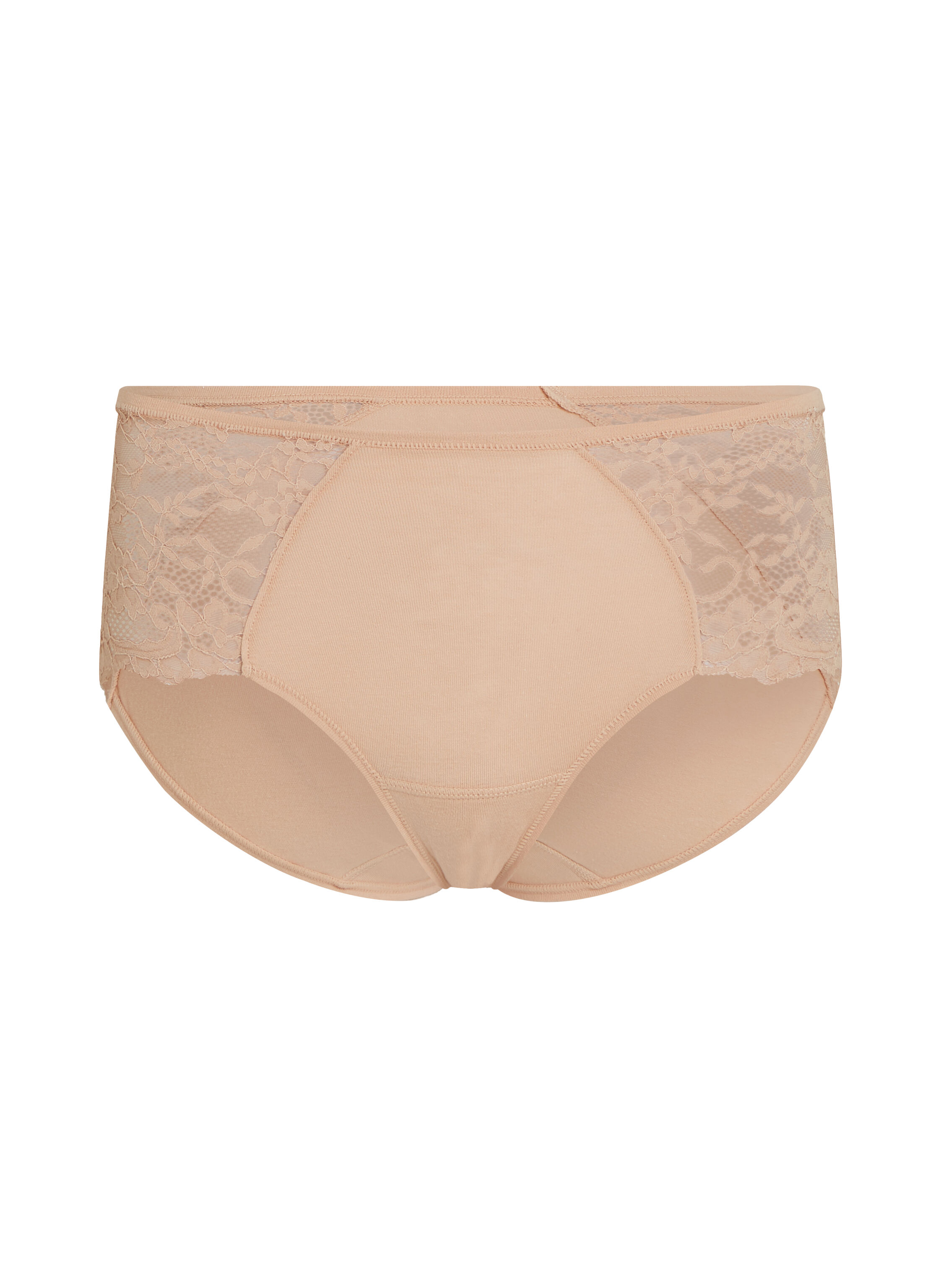 Superslip midi med spets, Beige