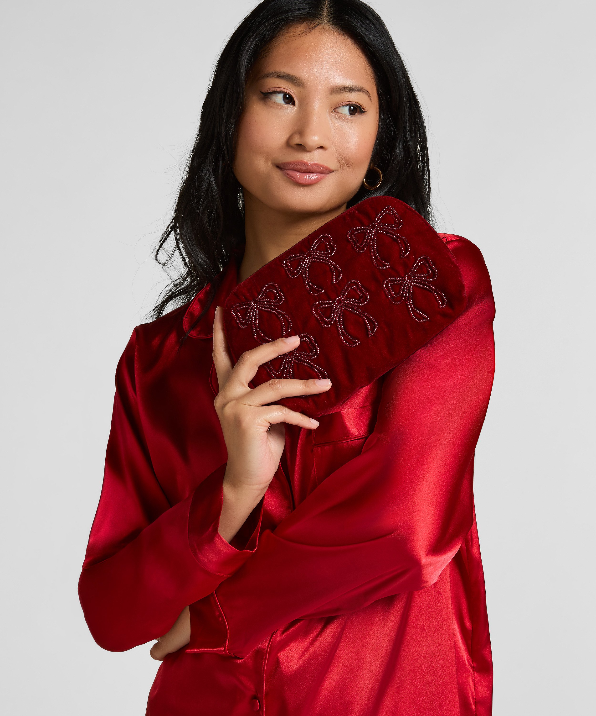 Sminkväska med rosetter, Röd, main