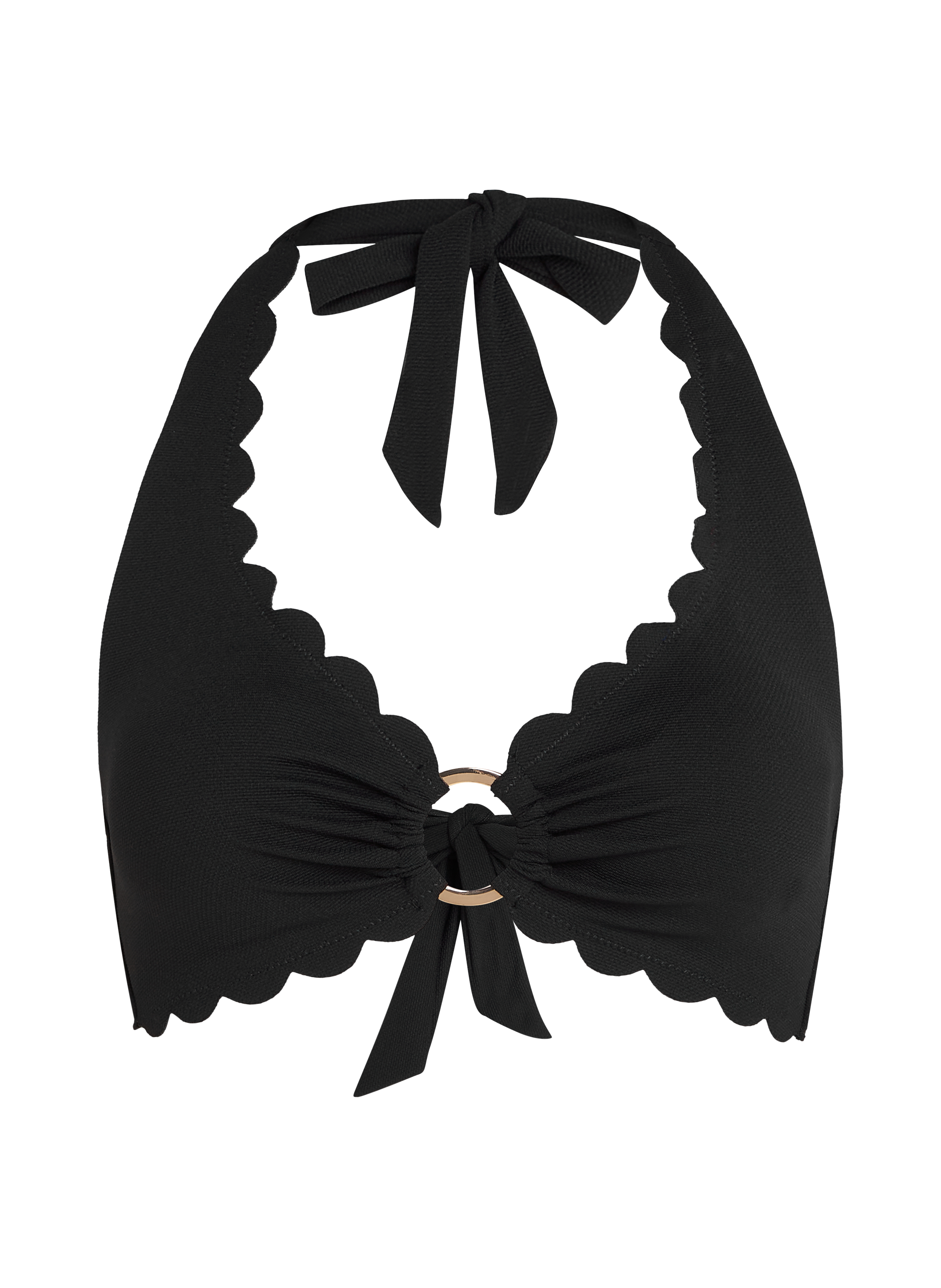 Scallop bikini&ouml;verdel med halternacke, Svart, main