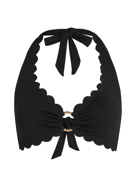 Scallop bikini&ouml;verdel med halternacke, Svart