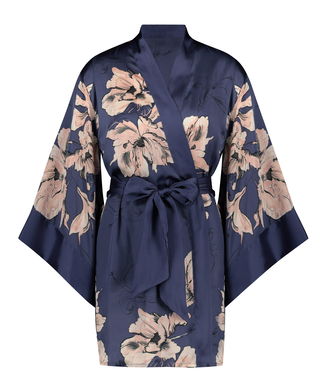 Bloom satin-kimono, blå