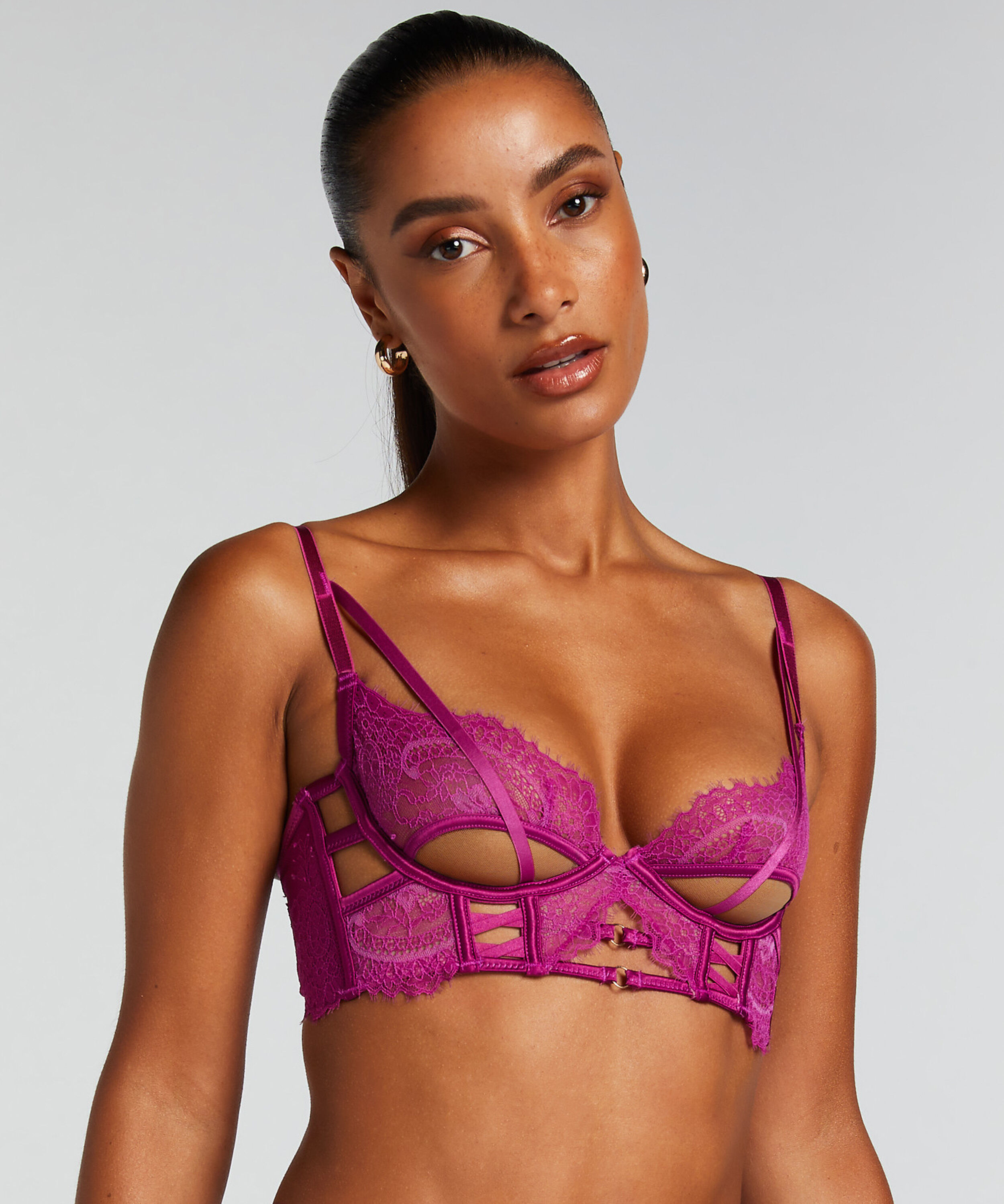 Icke-formpressad longline bygel-bh Monet, Lila