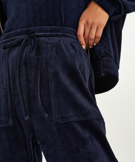 Velour joggingbyxor, blå
