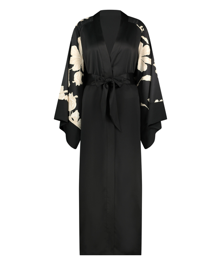 Bloom satin-kimono, Svart