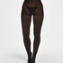 70 Denier Ribbed lurex-tights, Svart