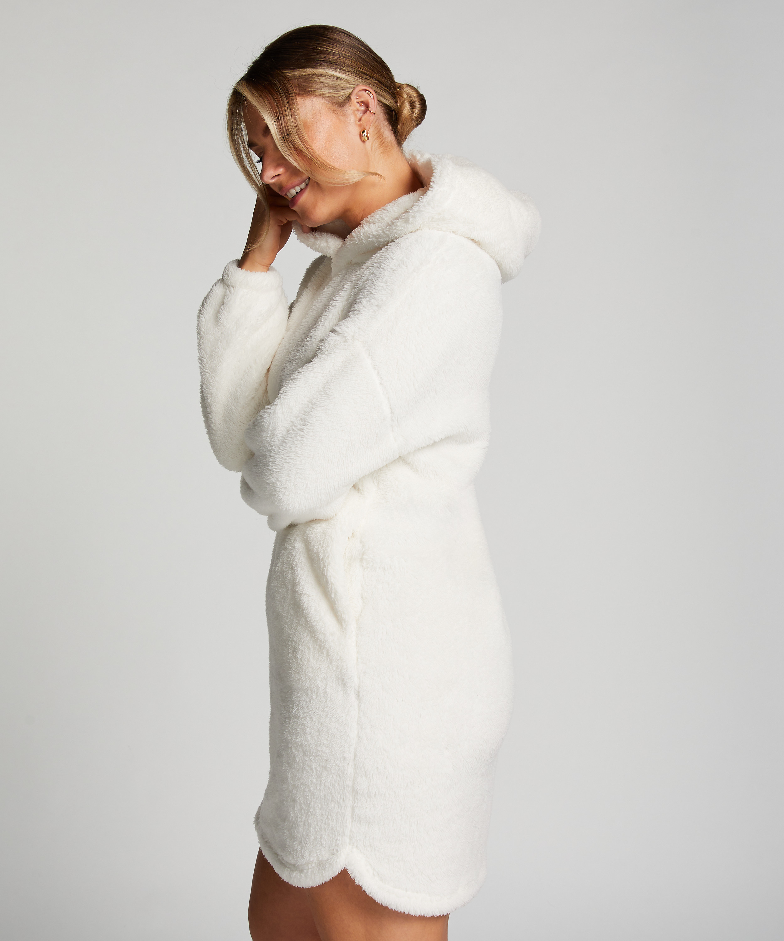 Mysig loungekl&auml;nning i fleece, Vit, main