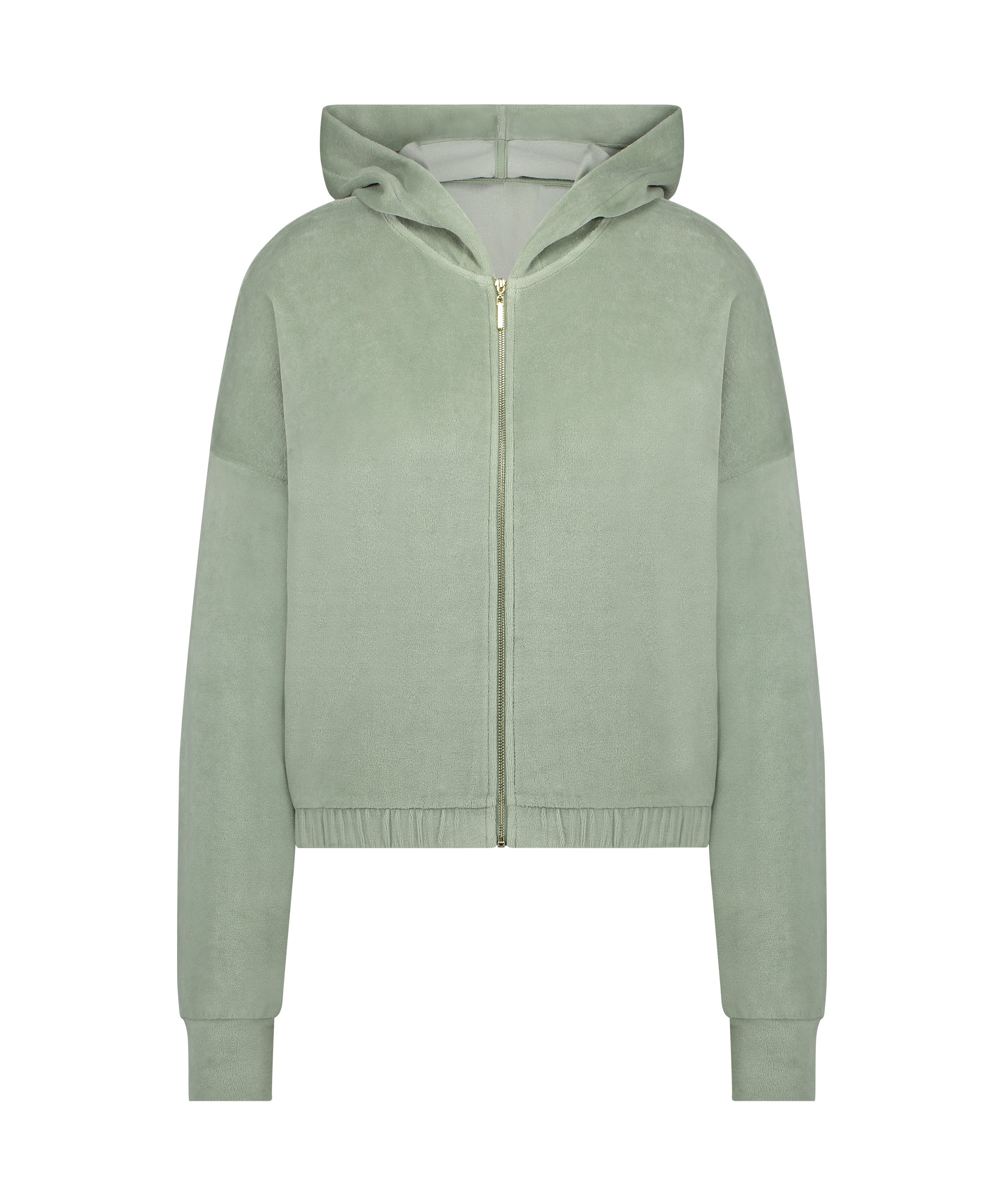 Långärmad jacka i vellor, Grön, main