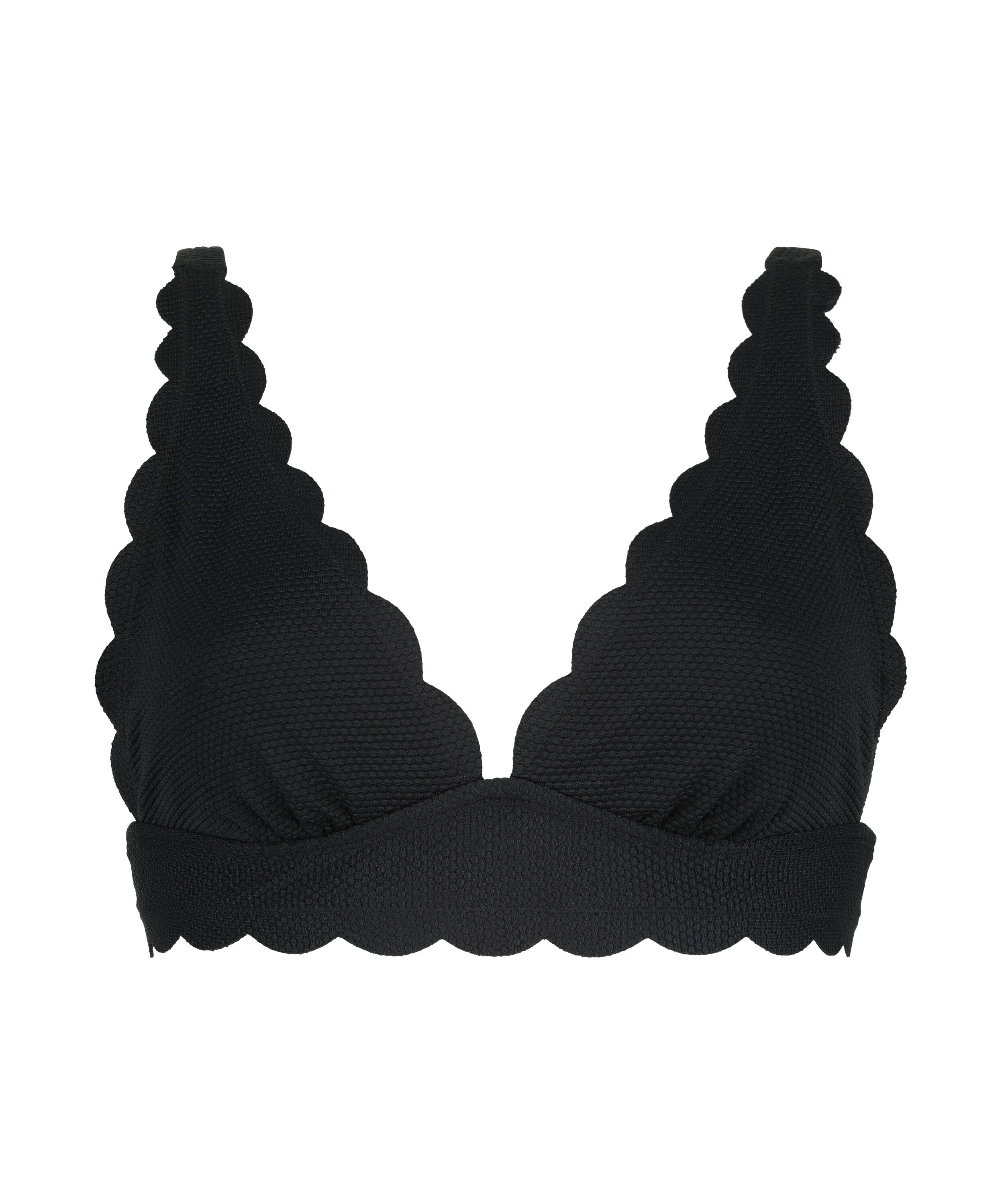 Scallop triangel-bikiniöverdel, Svart