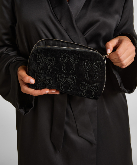 Sminkväska med rosetter, Svart