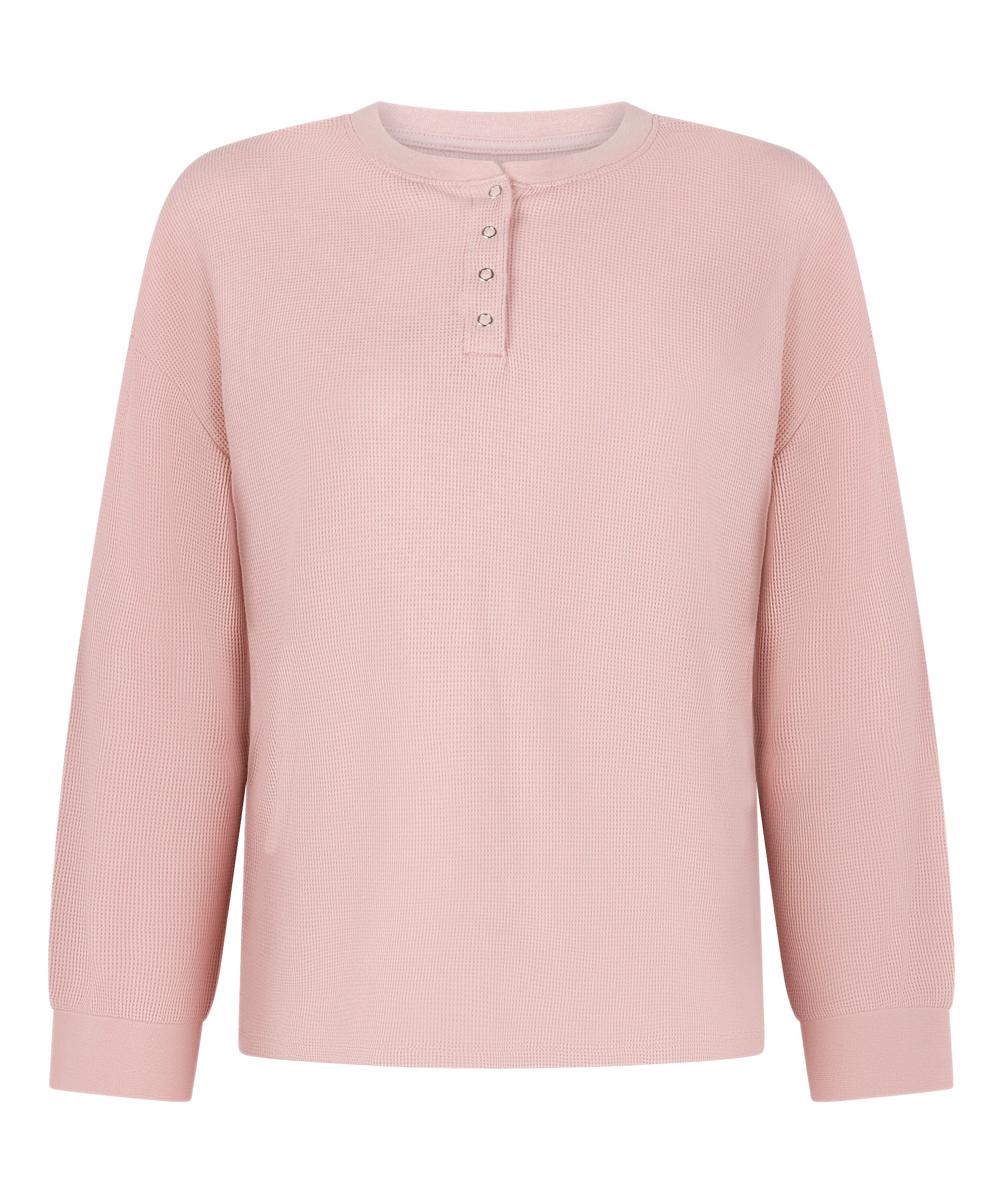 Top Waffle Henley, Rosa